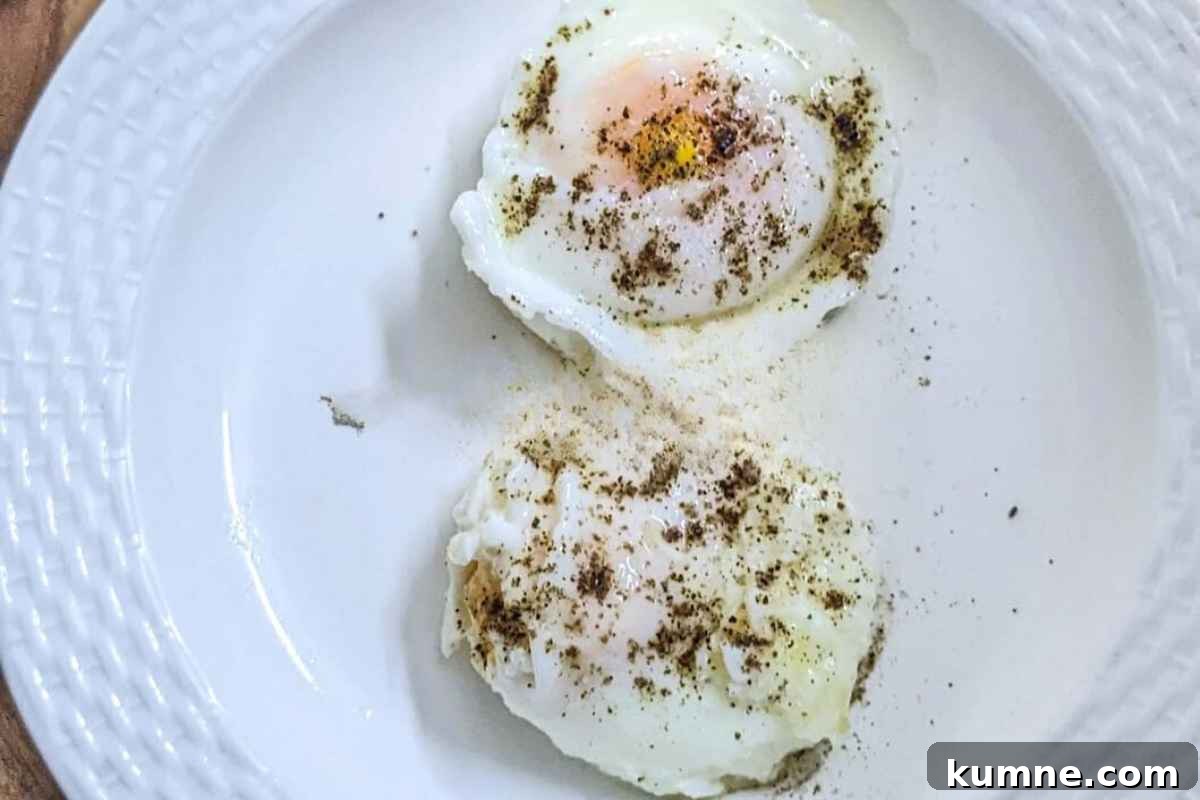 10 Air Fryer Egg Recipes to Transform Your Breakfast Routine 11 Poached eggs on a plate