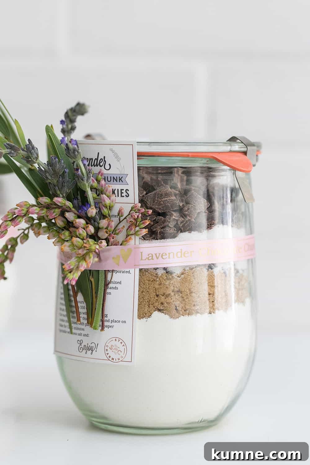 close up of cookie mix in a jar