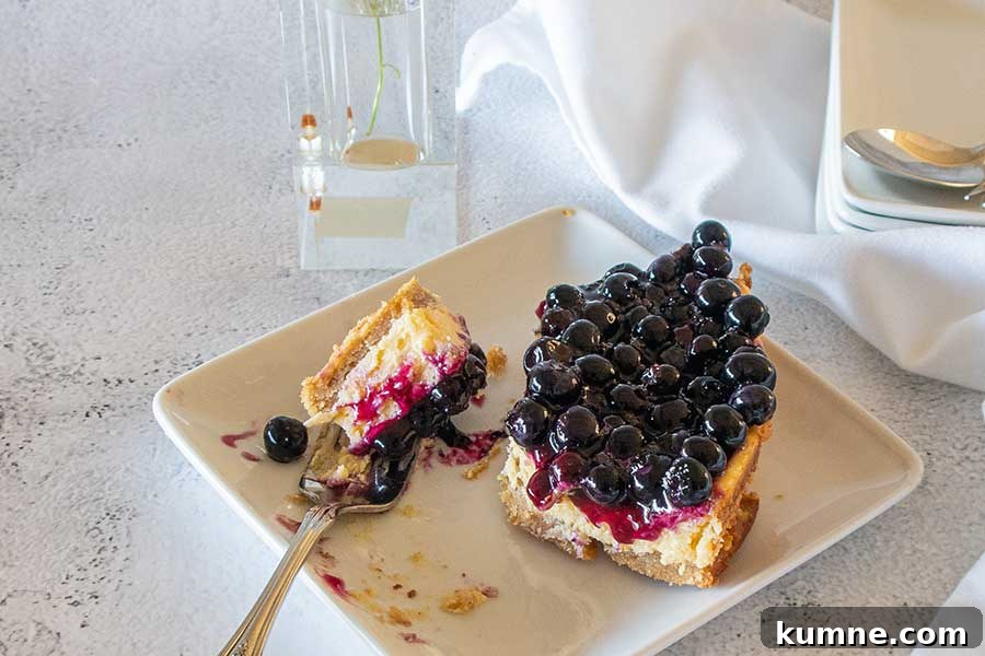 20+ Gluten-Free Blueberry Recipes for Delightful Desserts and Snacks 10 fork cutting a piece of 3 layer blueberry key lime cake on a dessert platter