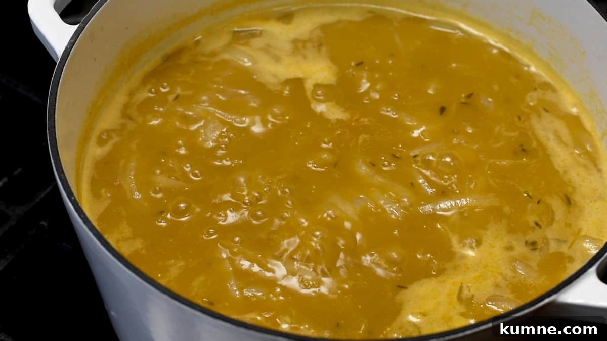 simmering soup