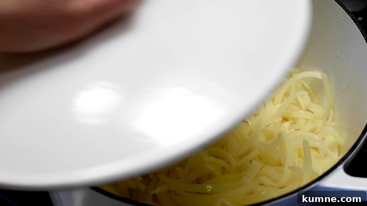 uncovering steamed onions