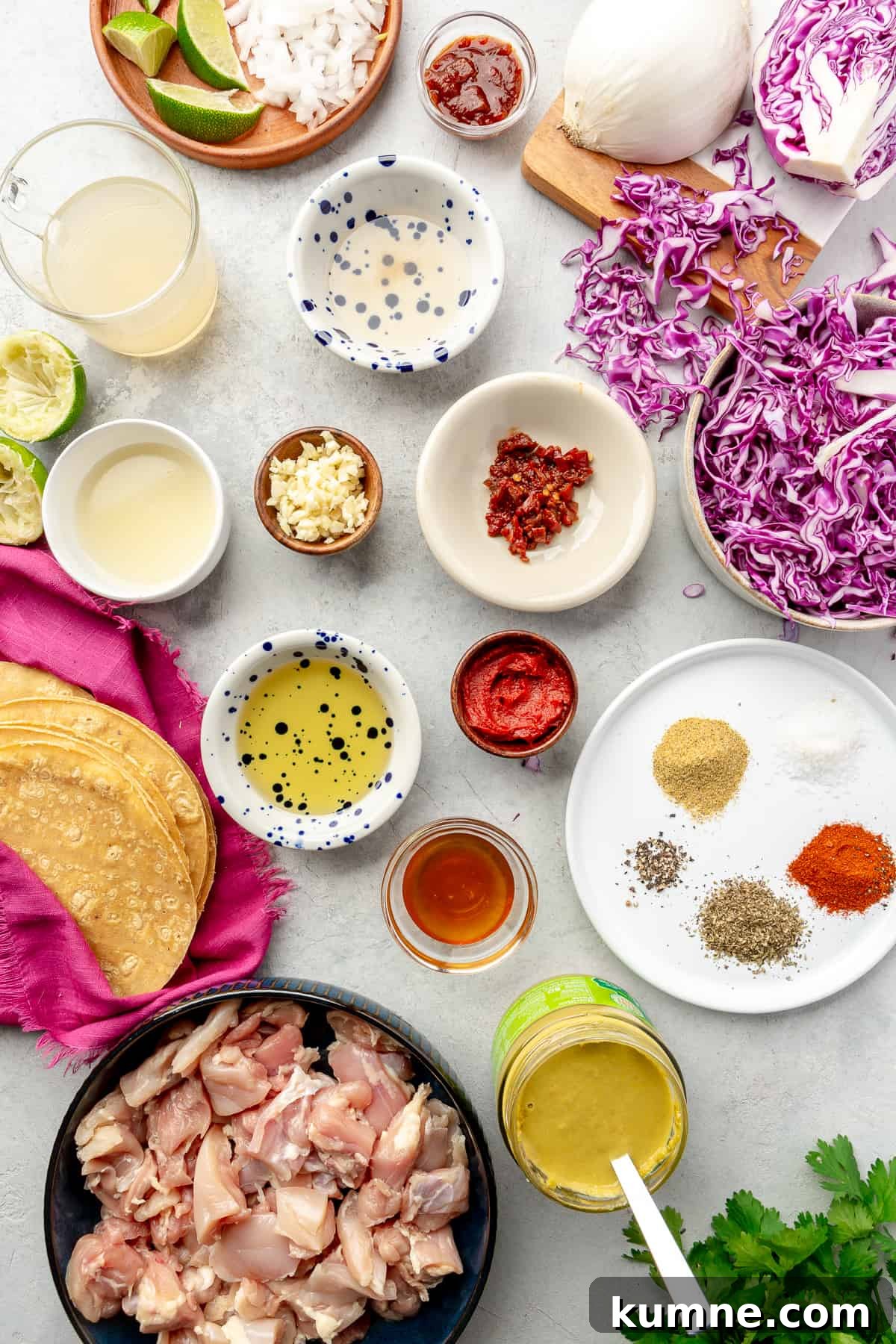 Sticky Chipotle Chicken Tacos with Smoky Lime Slaw 4 Saucy Chipotle Chicken Tacos ingredients.