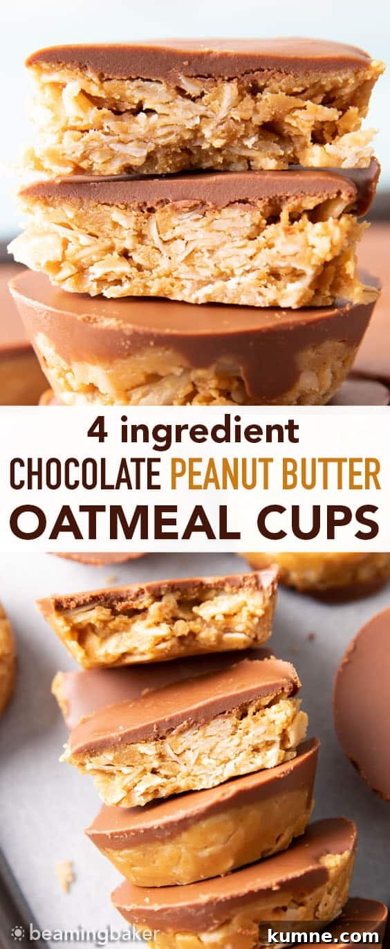 4-Ingredient No-Bake Chocolate Peanut Butter Oatmeal Cups 6 No-Bake Chocolate Peanut Butter Oatmeal Cups