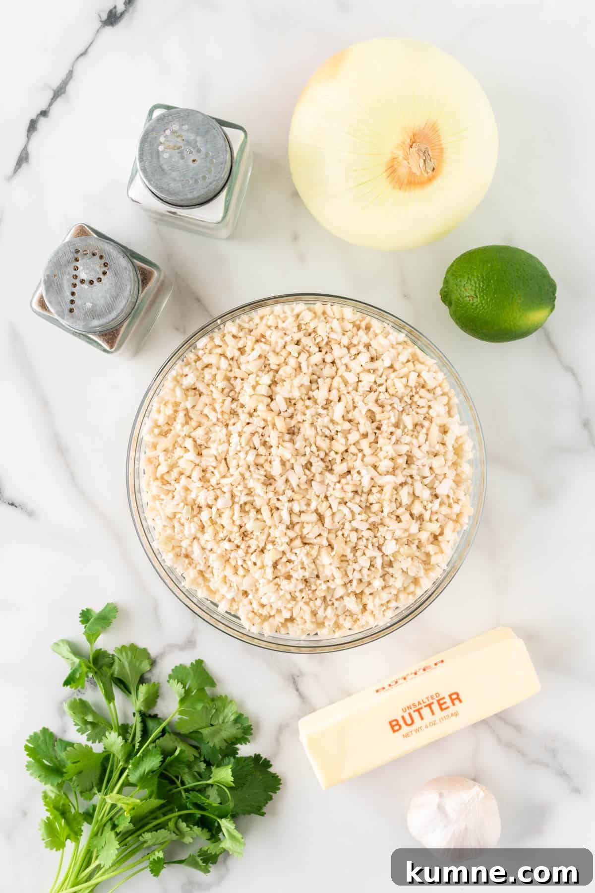 Cilantro Lime Cauliflower Rice Recipe — Zesty Low-Carb Side 5 ingredients needed to make cilantro lime cauliflower rice