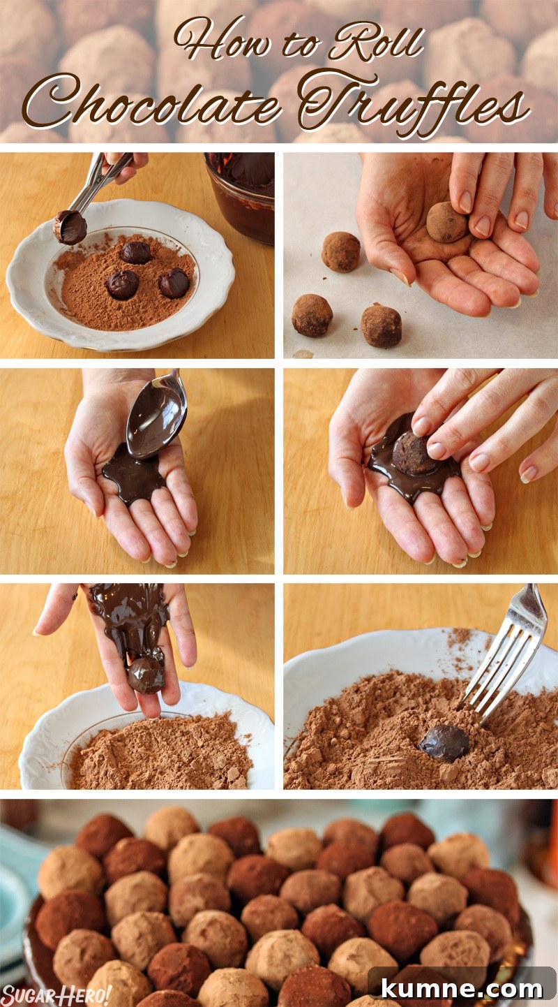 Truffle-Topped Heart Cake - A step by step of how to roll the chocolate truffles.