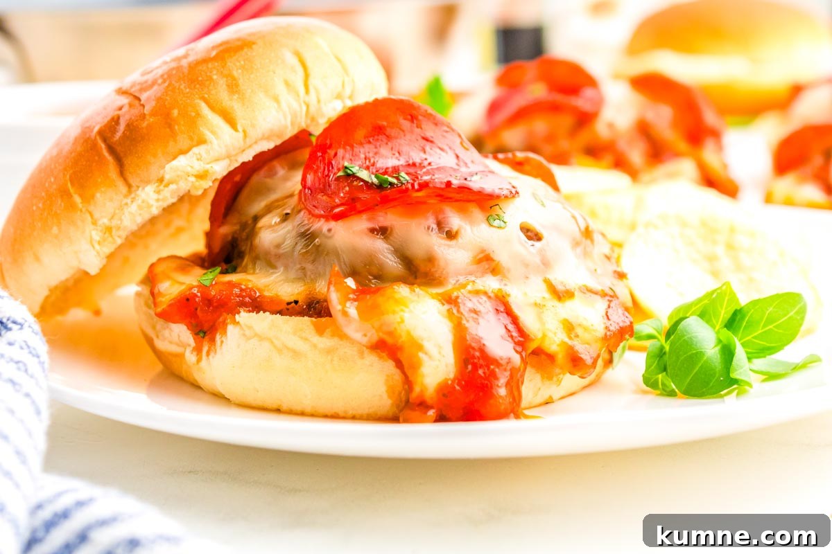 Pizza Burger Recipe: Juicy Cheeseburger with Pizza Flavor 3 A pizza burger on a white plate.