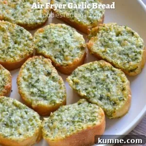 air fryer garlic bread on a white plate