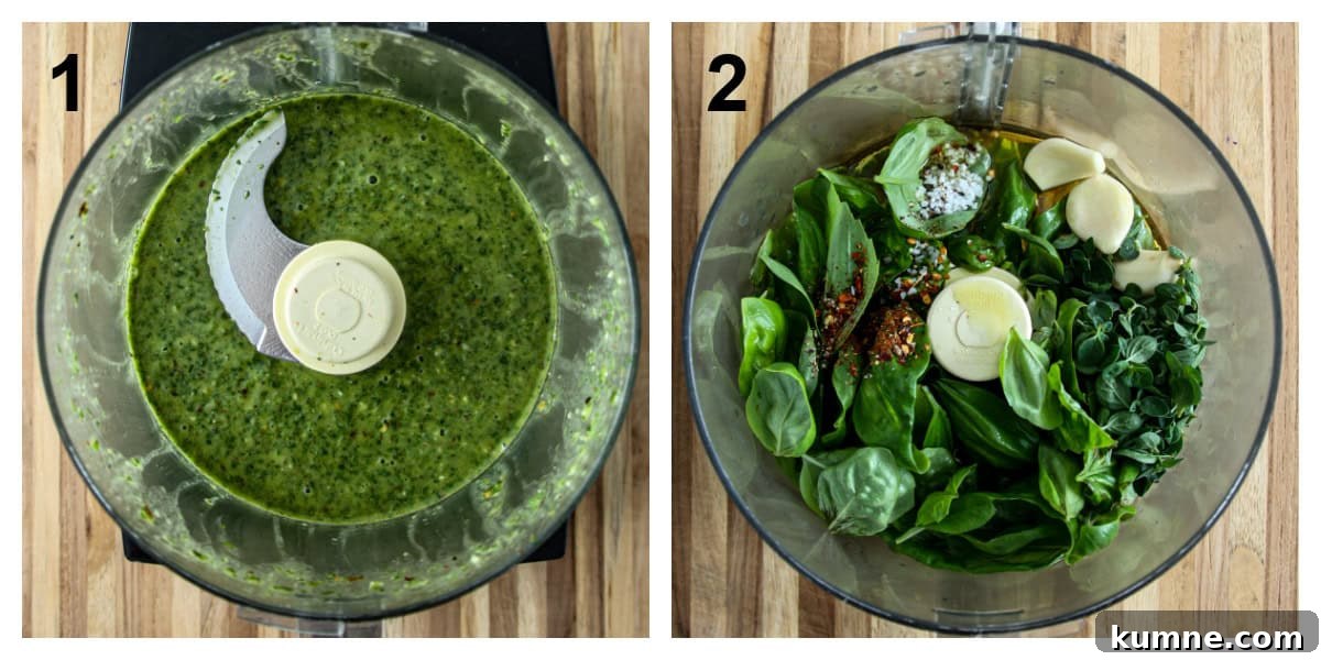 The two steps of the recipe making process.
