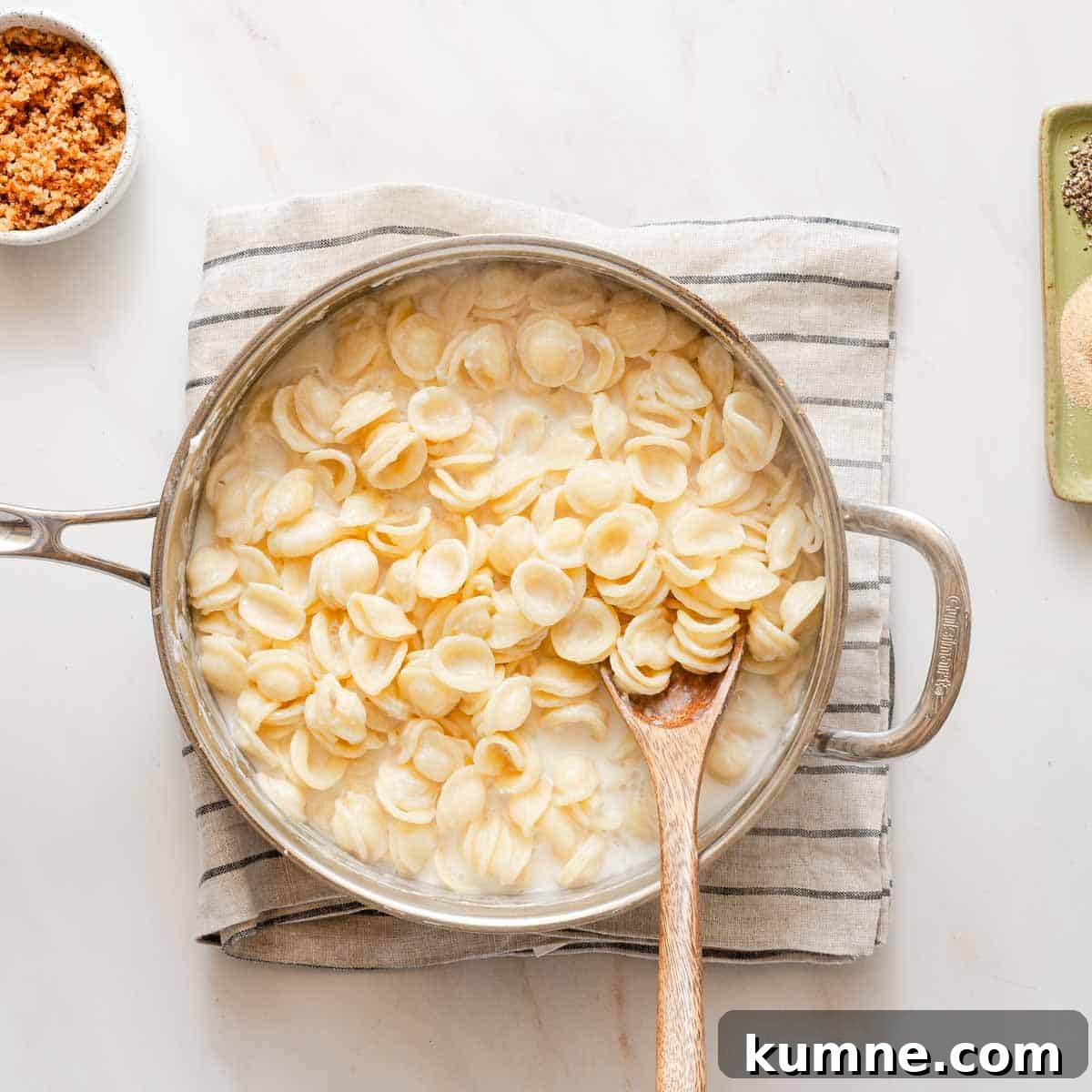 One-Pot Stovetop Tuna Casserole Recipe 6 pasta cooked in milk on burner.