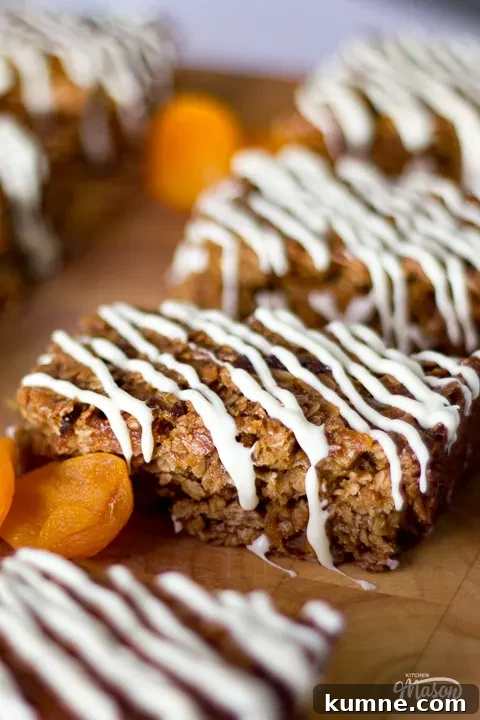 Chewy Apricot and White Chocolate Flapjack Recipe for Snacktime 2 Close up of an apricot and white chocolate flapjack