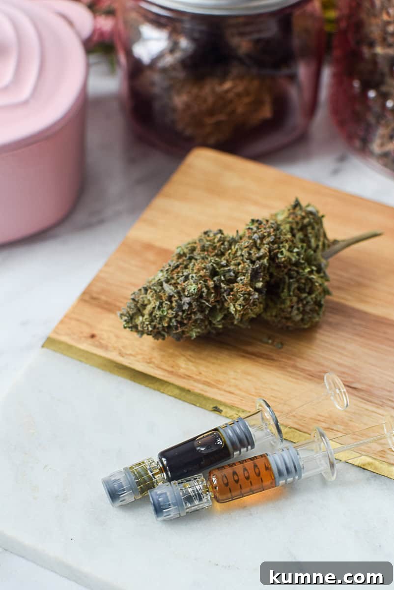 CBD oil and herbal ingredients for glowing face serum.