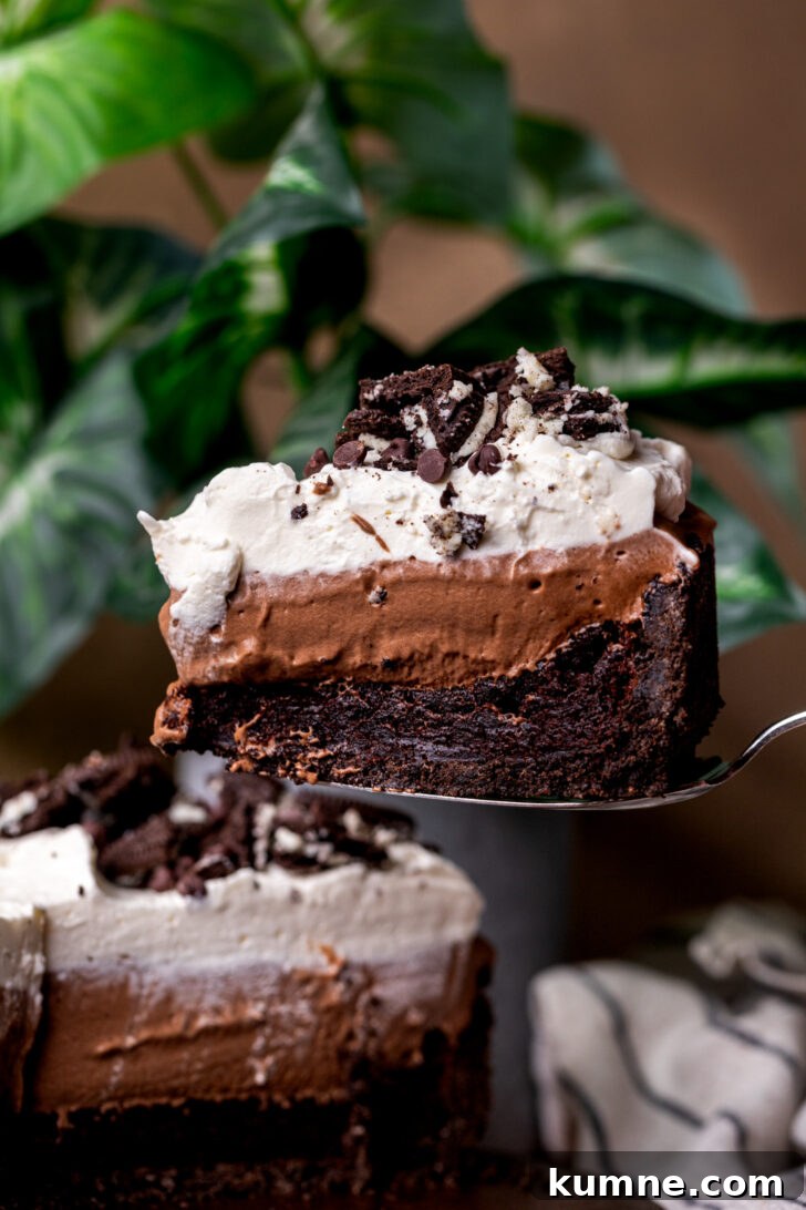 Decadent Mississippi Mud Pie Recipe — Classic Chocolate Dessert 2 Taking a slice out of the Mississippi mud pie.