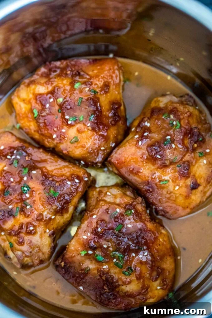 Brown Sugar Garlic Chicken in the Instant Pot — Quick Weeknight Recipe 2 Image of instant pot brown sugar garlic chicken.
