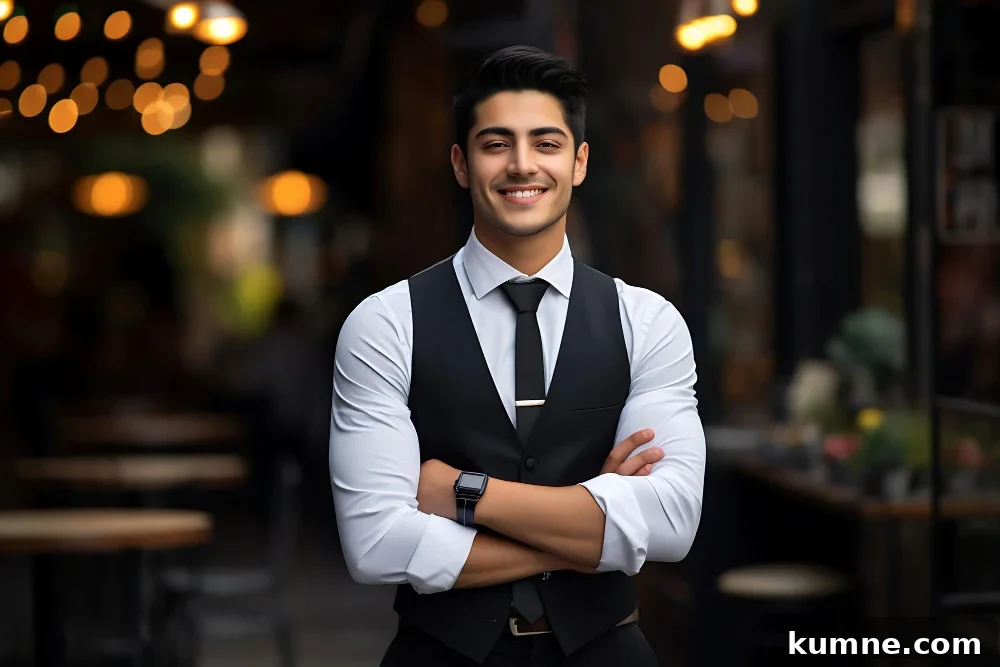 How to Become a Restaurant Manager in India: Step-by-Step Guide 3 Photo of a smiley businessman posing outdoor with arms crossed copy space