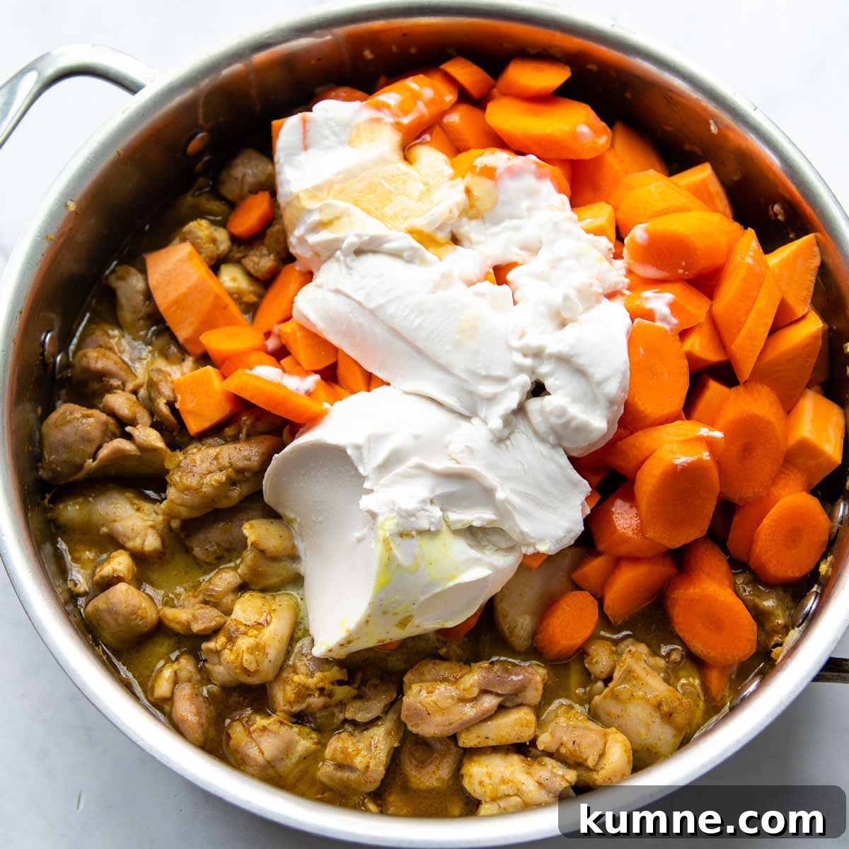 coconut milk added to the pan.