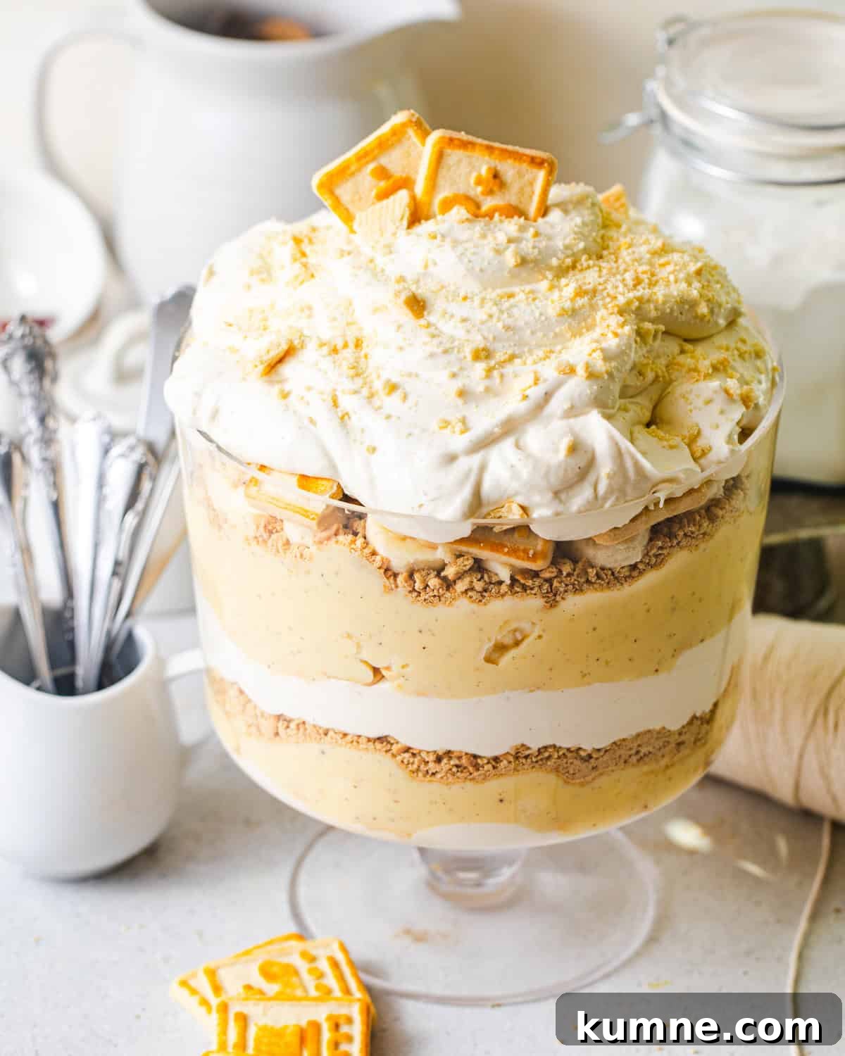 Homemade Banana Pudding Recipe: Classic from Scratch 3 overhead photo of banana pudding in a bowl.