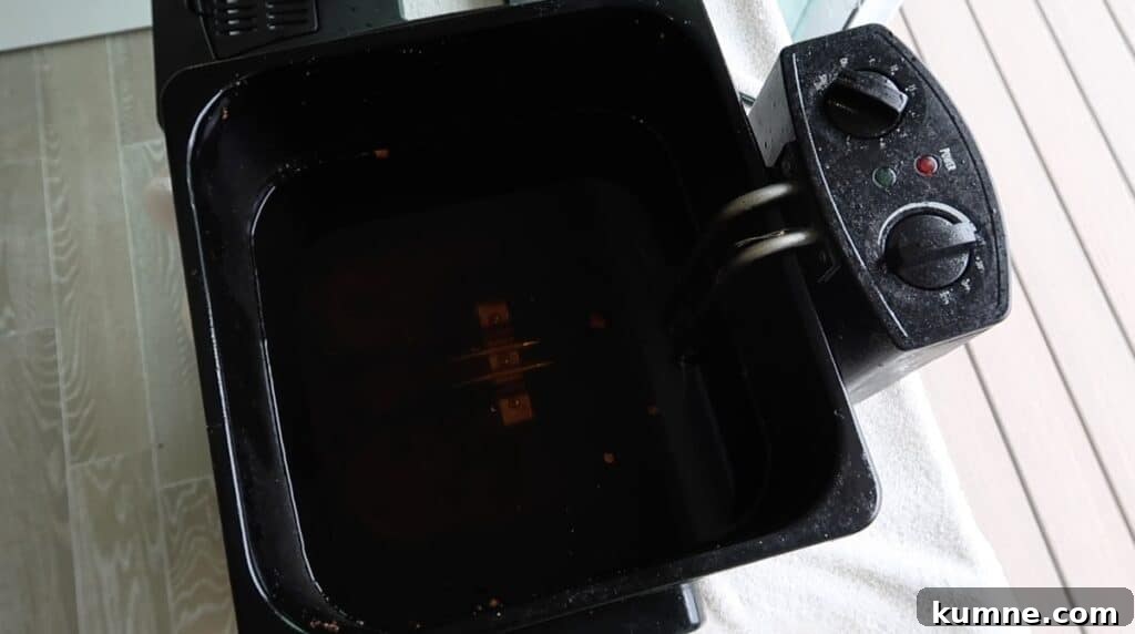 Deep fryer filled with canola oil