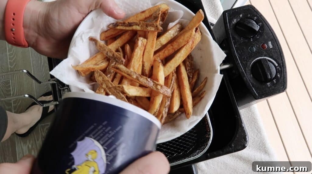 Salting French fries