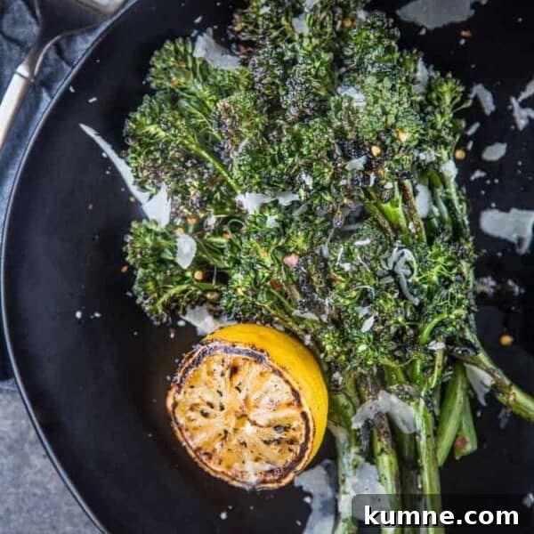 Grilled Broccolini with Grilled Lemon and Parmesan