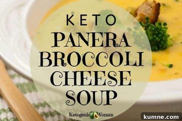 Easy and simple keto, low carb broccoli soup. A Panera copycat recipe.