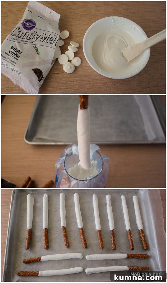 Chocolate-Covered Rainbow Pretzel Rods Recipe for Parties 3 Step 1 | NoBiggie.net