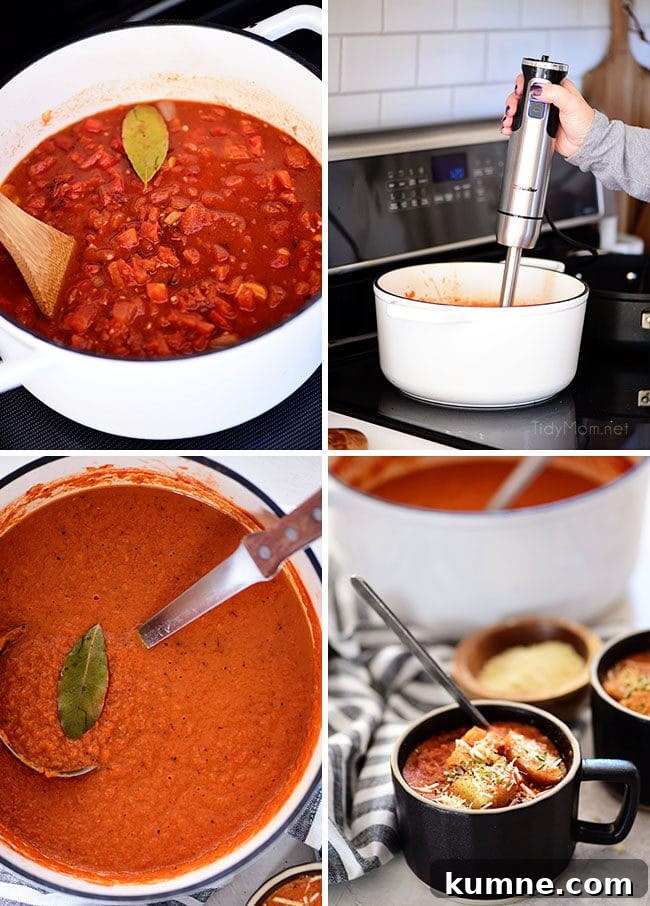 homemade Roasted Tomato Soup steps photo collage