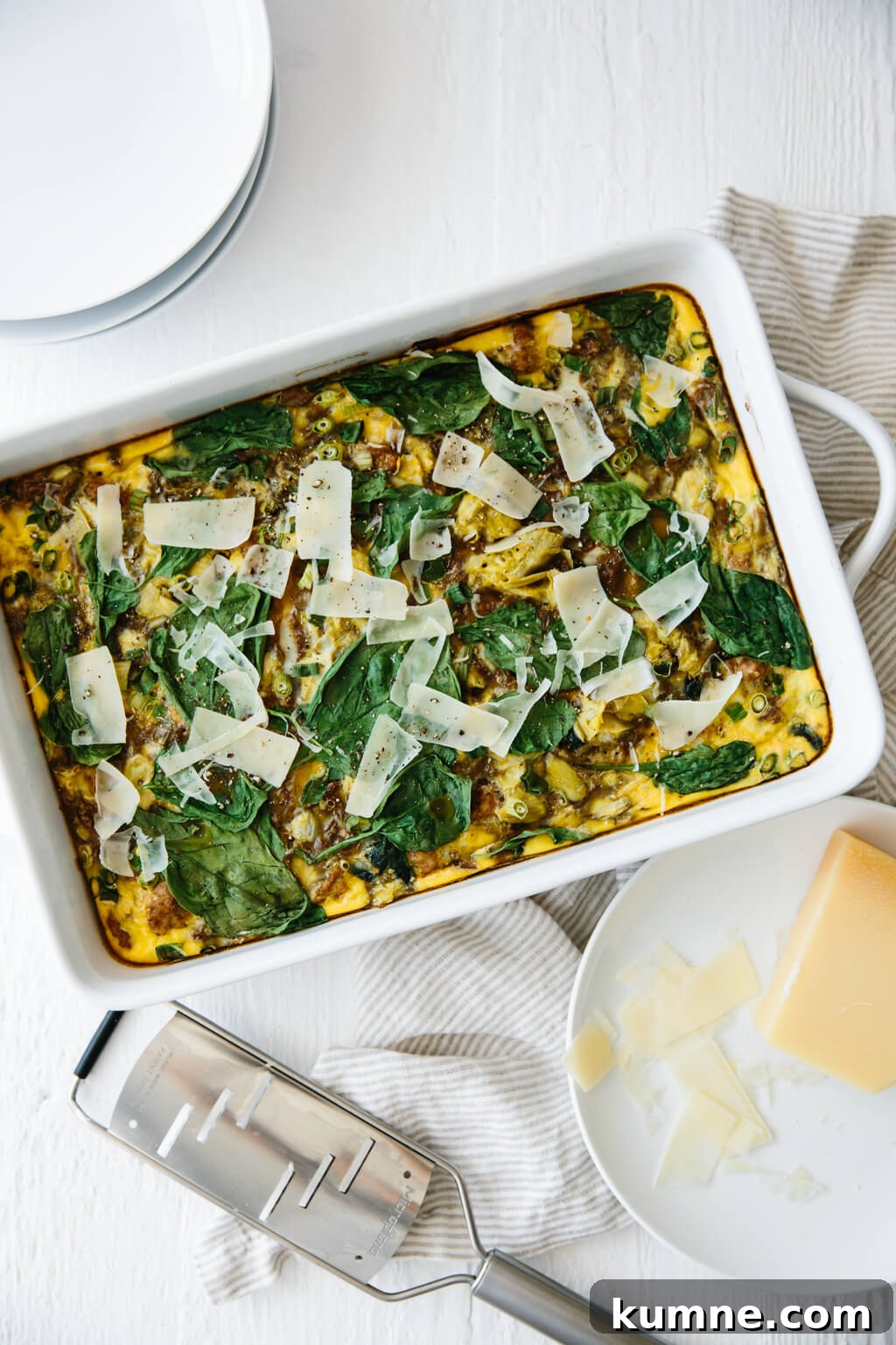 (gluten-free, paleo, whole30). This easy, healthy breakfast casserole is filled with turkey, spinach and artichoke. It's a delicious favorite - make it overnight or ahead of time.