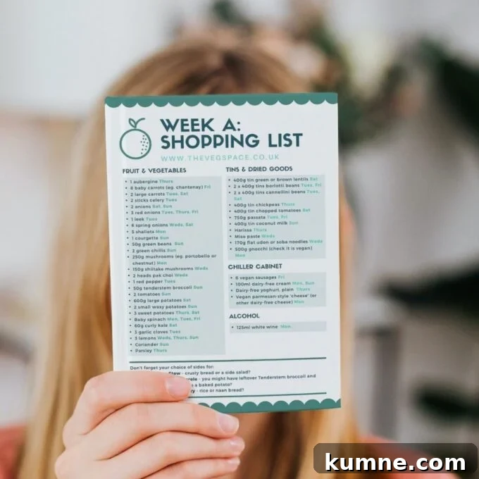 Vegan meal plan and shopping lists