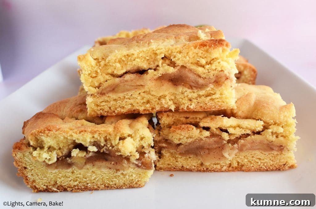Classic Apple Shortcake Recipe: Flaky Biscuit Apple Dessert 6 Apple short cake slices on a plate.