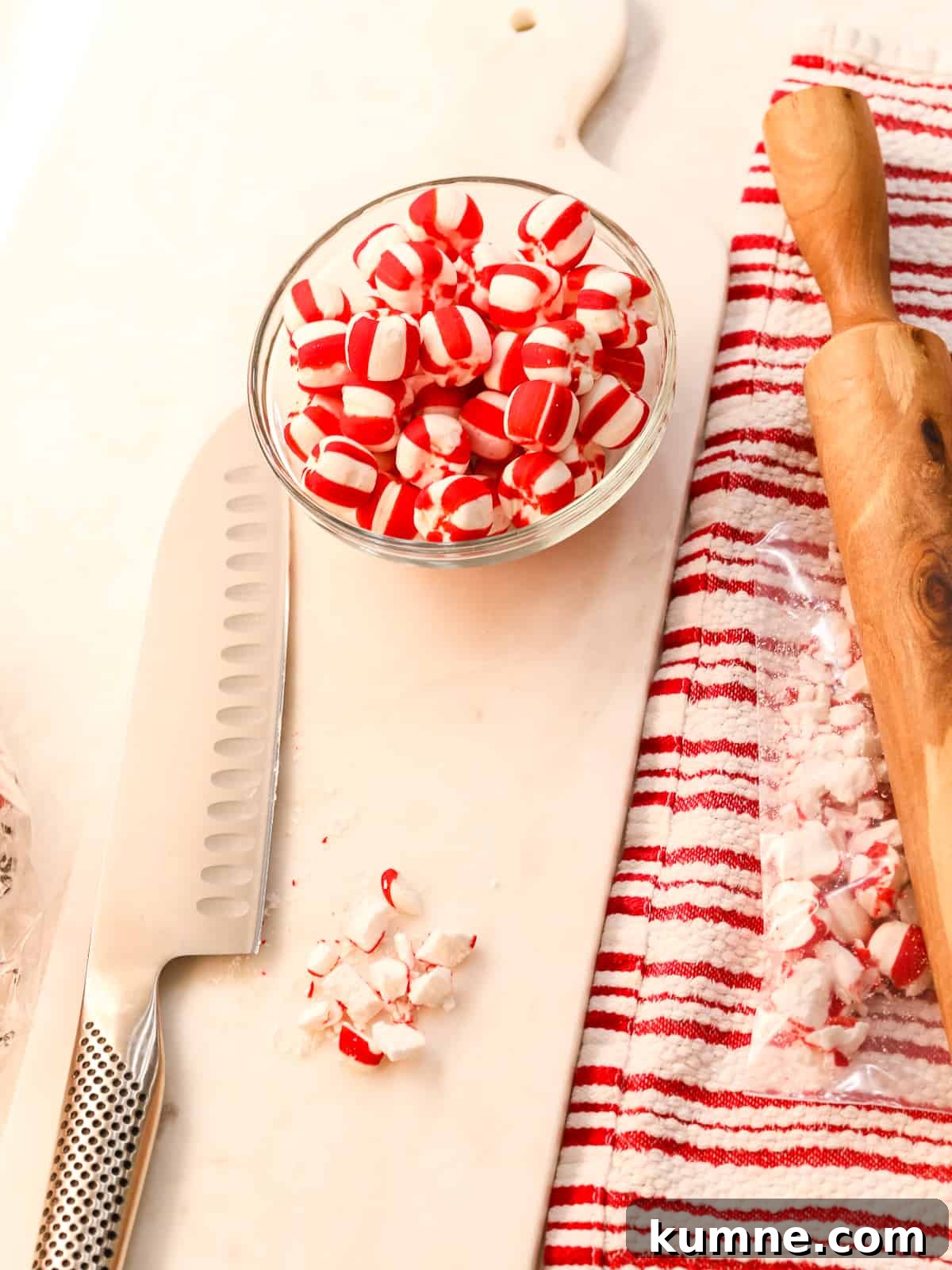 Crushing peppermint candy
