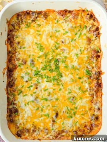 A baking dish filled with a cheesy dip.