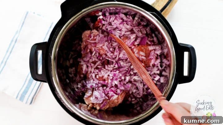 Instant Pot Sloppy Joes Recipe — Quick Comfort Dinner 4 Browning the ground beef, pork, and onions in the pressure cooker
