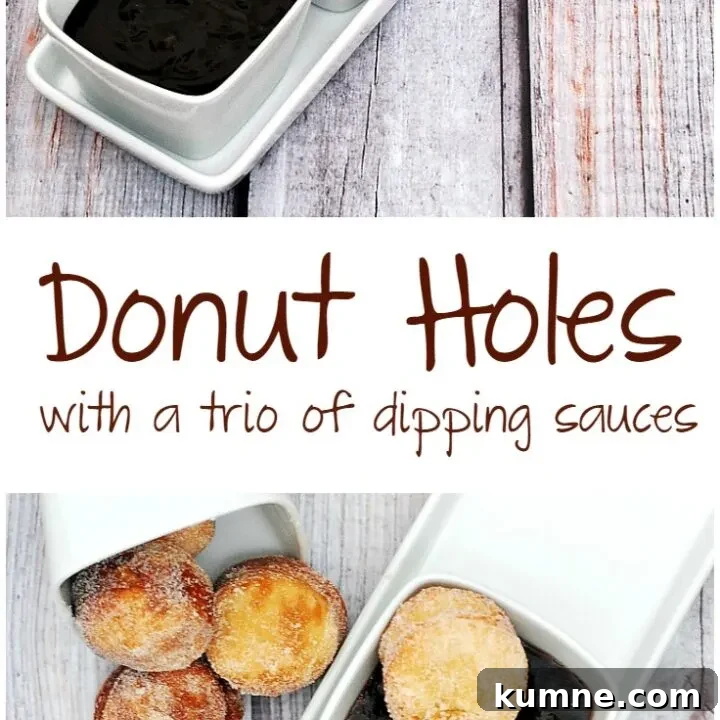 #BrunchWeek continues with sweet sugar-covered fried donut holes, served with three dipping sauces: caramel, chocolate, and blackberry. theredheadbaker.com
