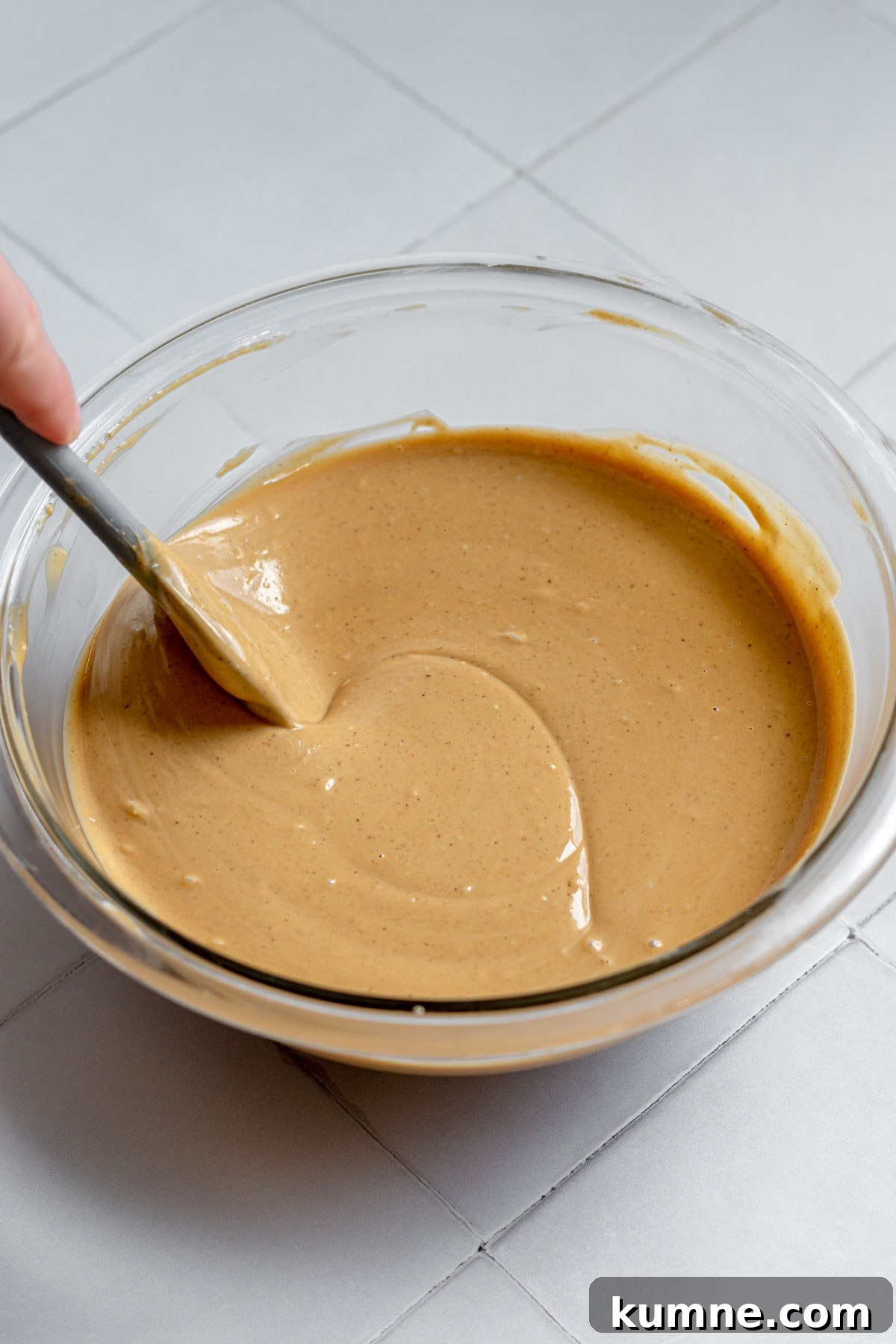 Peanut Butter Marshmallow Fluff Fudge (Fluffernutter) 6 Smooth peanut butter white chocolate mixture melted in a bowl.