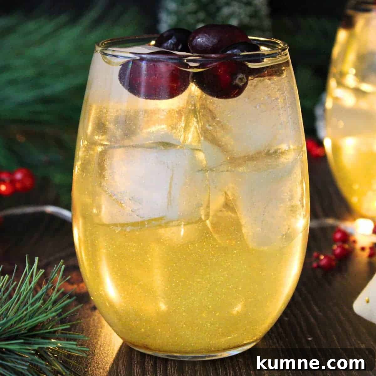 A glass of snow globe sangria.