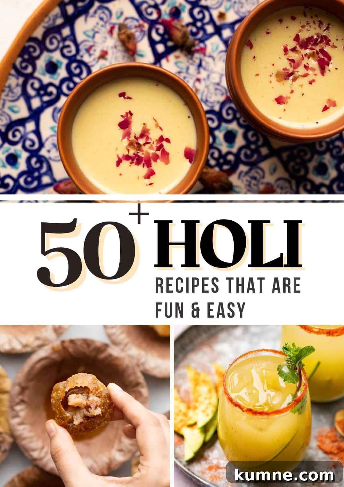 Where to Buy 100% Safe Natural Gulaal: 5 Trusted Holi Color Shops 3 Photo collage showing a few pictures of holi recipes with text overlay