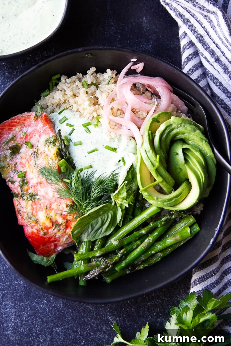 38-Day Balanced Meal Plan for Lasting Energy and Weight Control 7 Salmon and Asparagus Green Goddess Bowls