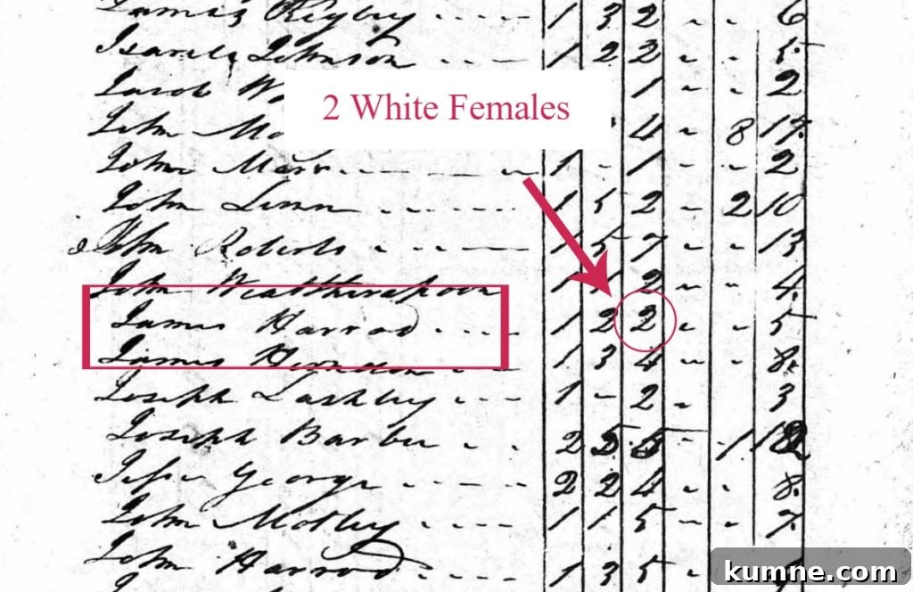 Finding Female Ancestors in Pre-1850 Census Records 5 1790 Census entry for James Harrod