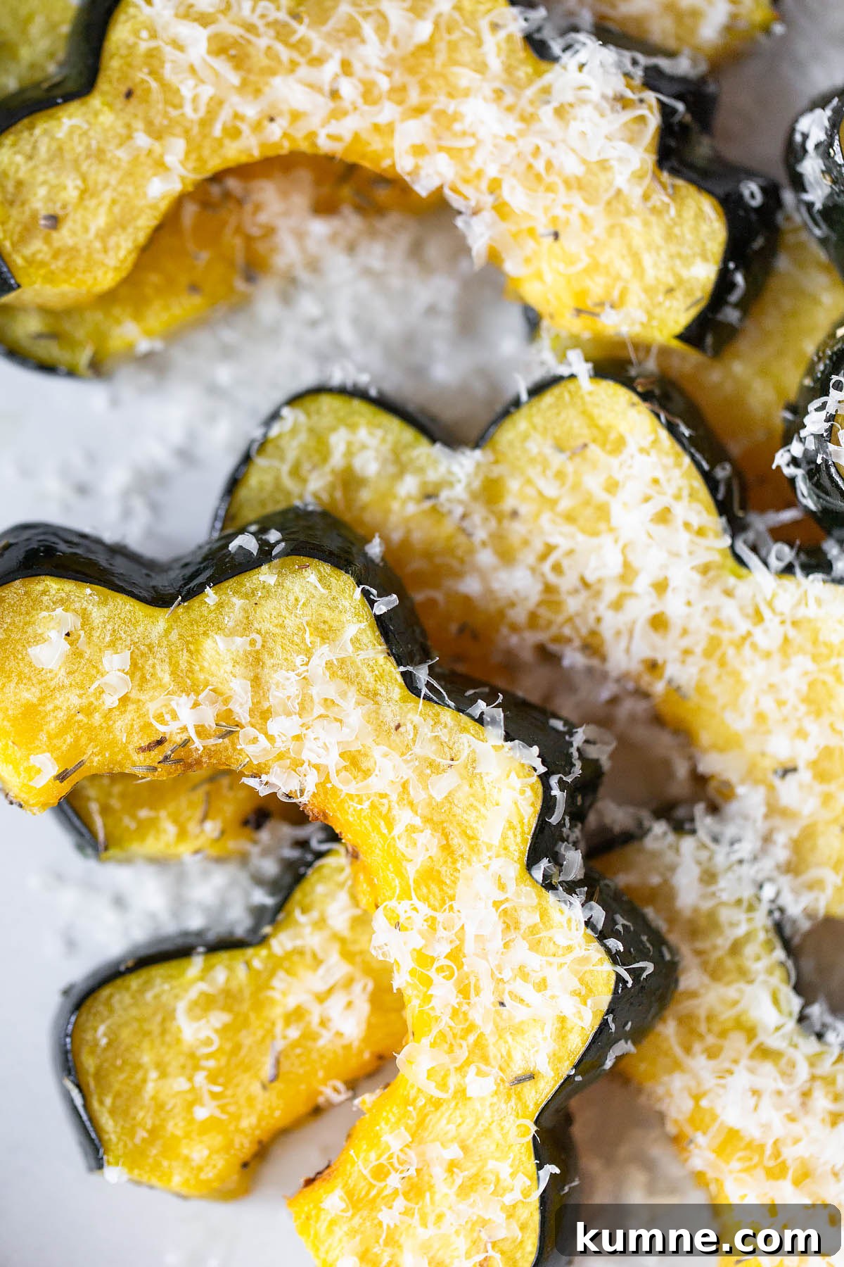 Crispy Roasted Acorn Squash with Parmesan and Herbs 7 roasted acorn squash in the oven