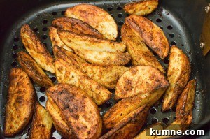 Our spicy curried potato wedges all cooked in the air fryer