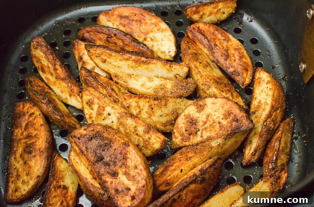 Our spicy curried potato wedges all cooked in the air fryer