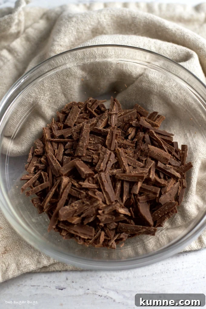 chopped chocolate in a bowl