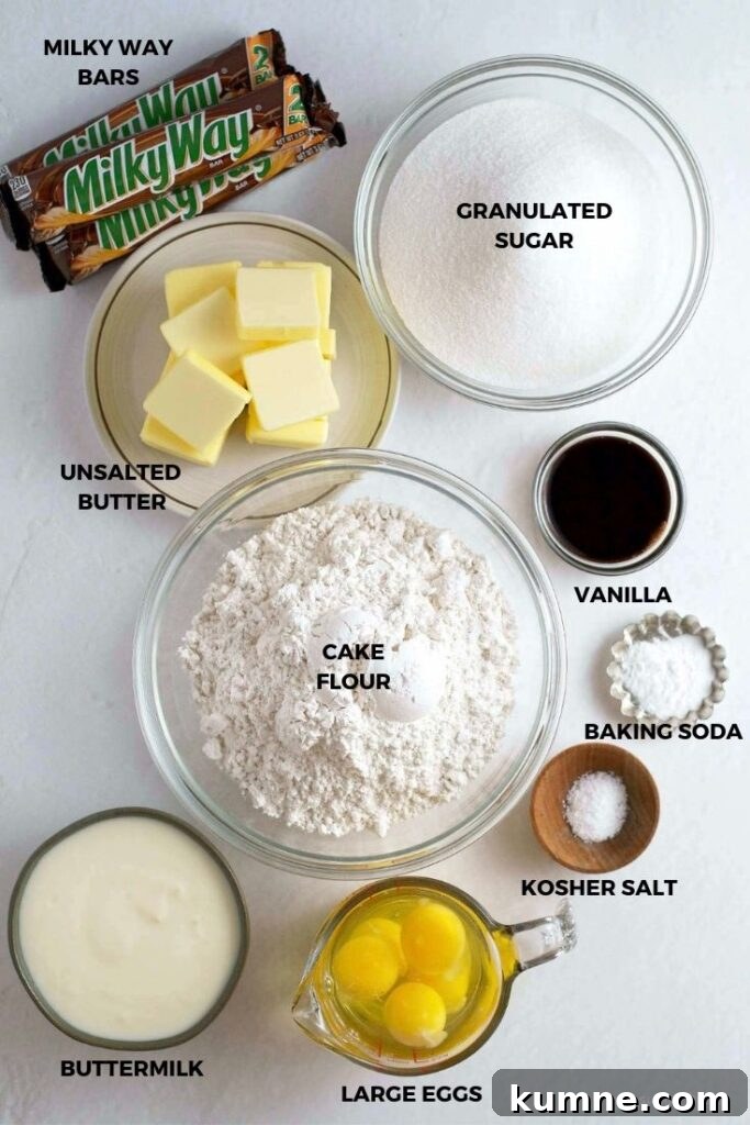 ingredients for Milky Way cake