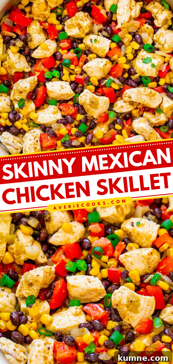 Skinny Mexican Chicken Skillet Pinterest image. 