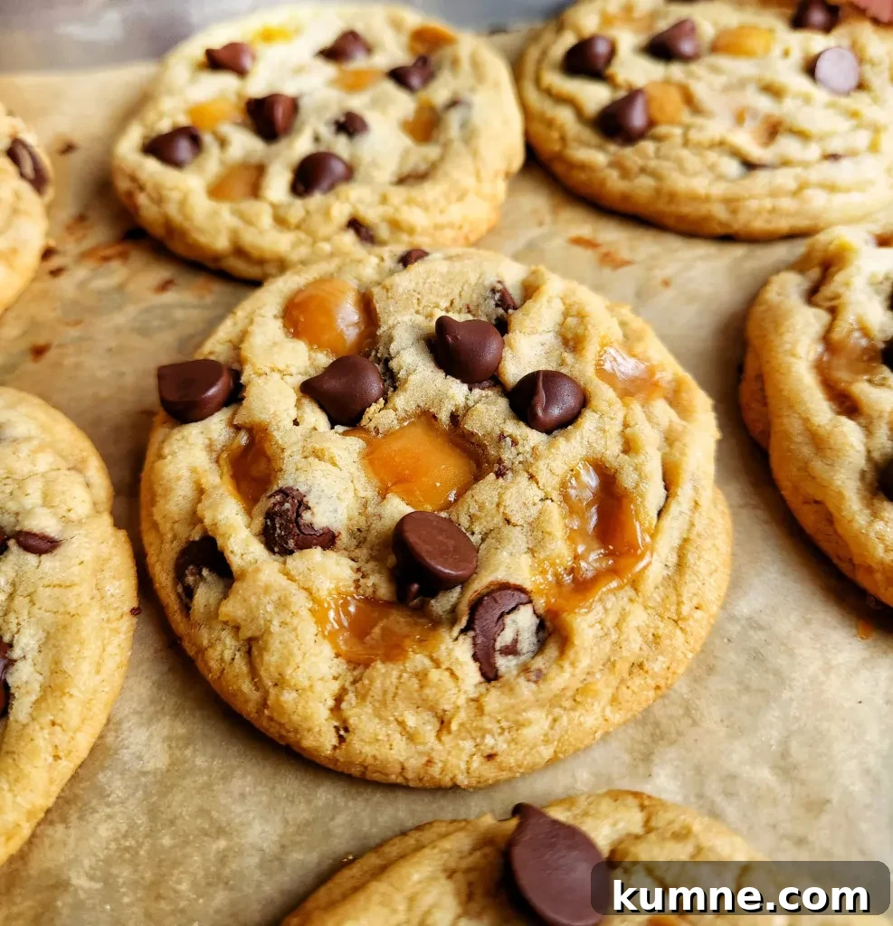 Chewy Caramel Chocolate Chip Cookies You’ll Crave 2 caramel chocolate chip cookies