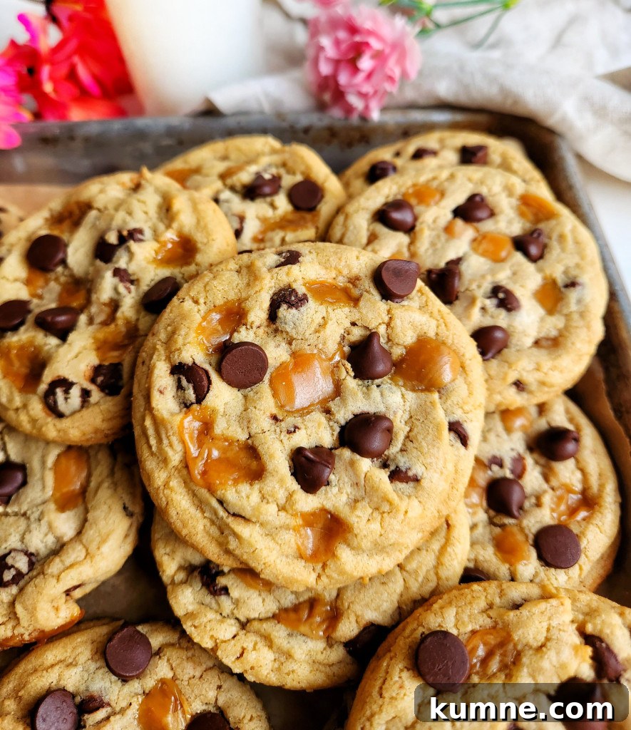 Chewy Caramel Chocolate Chip Cookies You’ll Crave 3 caramel chocolate chip cookies