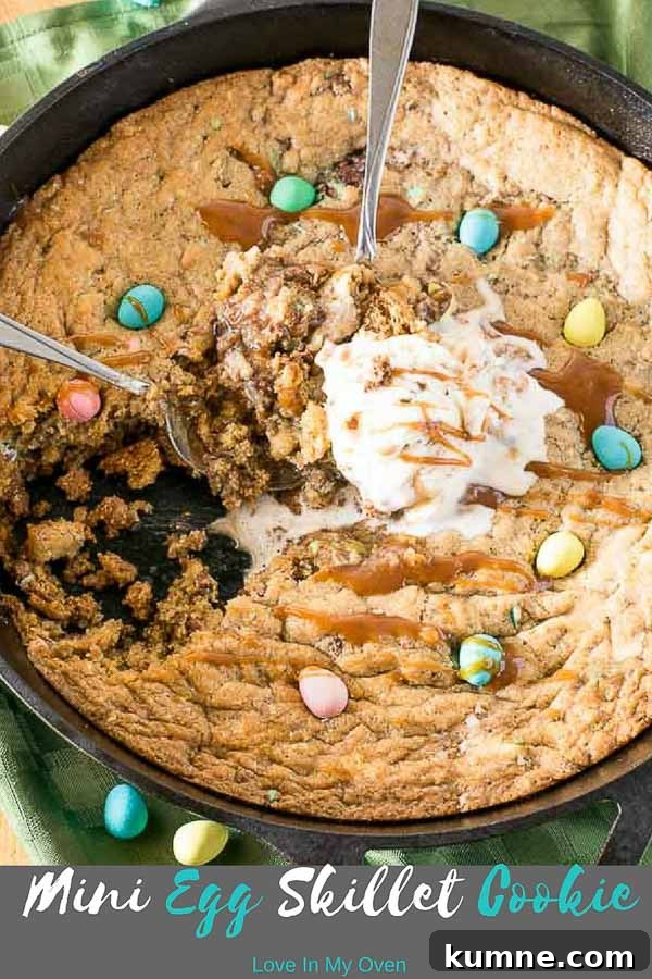 Giant Mini Egg Cookie Recipe for Soft, Chunky Treats 11 mini egg skillet cookie
