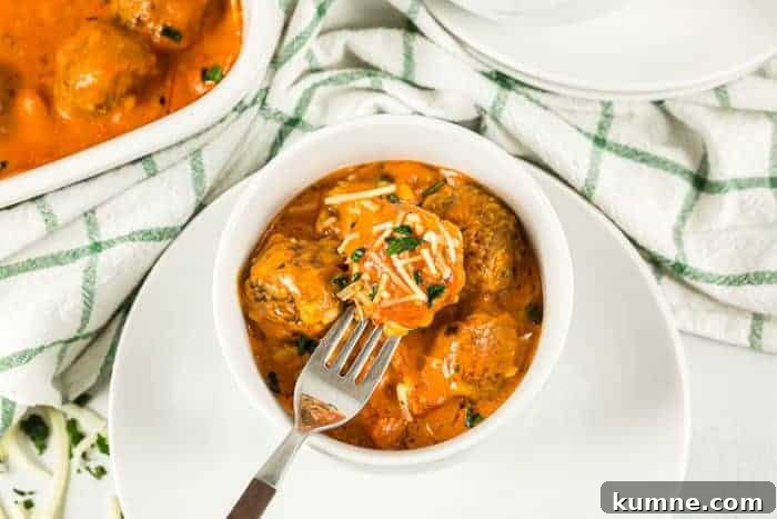 Keto Cucumber and Bacon Salad with Creamy Dill Dressing 20 overhead view of keto italian meatball casserole in a small serving bowl