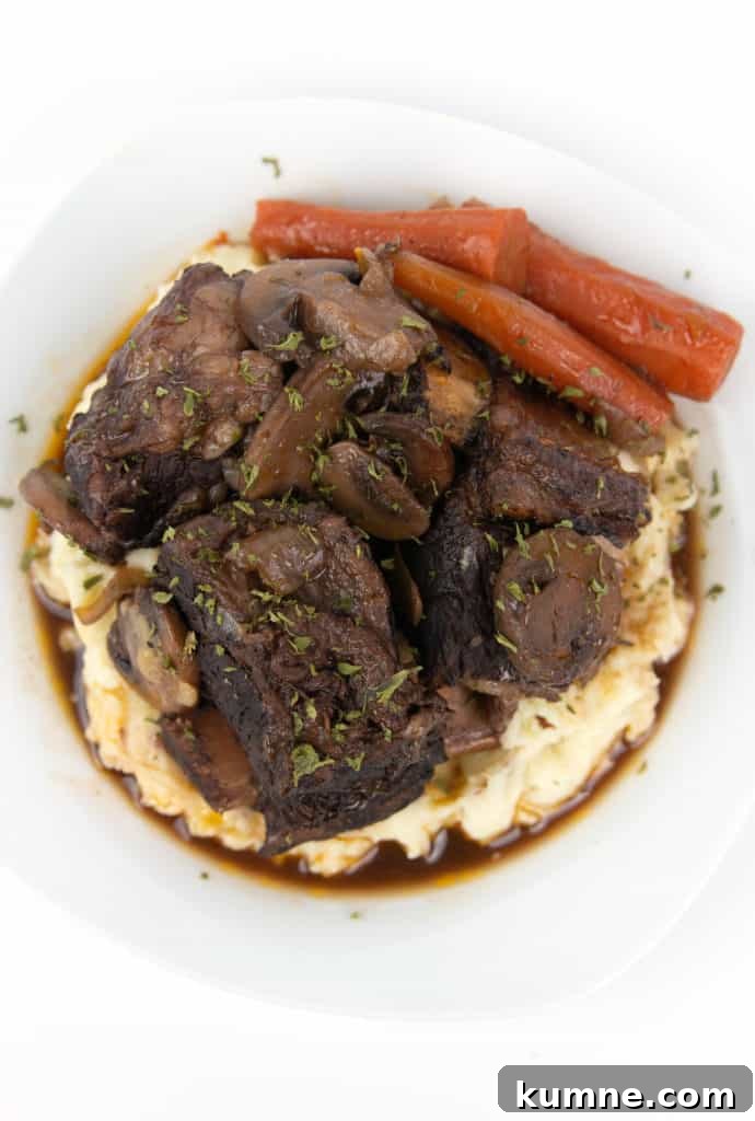 Plated short ribs with sauce