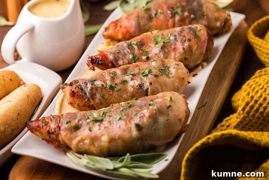 A platter with chicken saltimbocca.